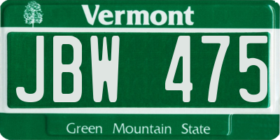 VT license plate JBW475