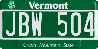 VT license plate JBW504