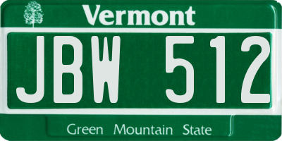 VT license plate JBW512