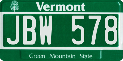 VT license plate JBW578