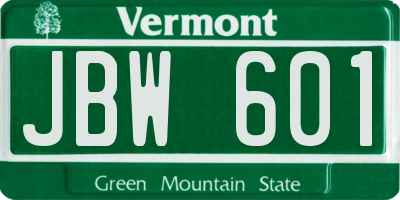VT license plate JBW601