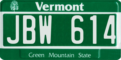VT license plate JBW614