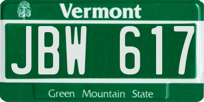 VT license plate JBW617