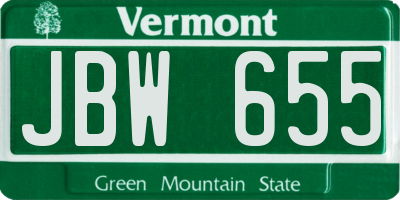 VT license plate JBW655