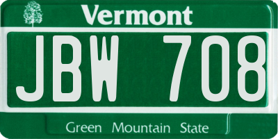 VT license plate JBW708