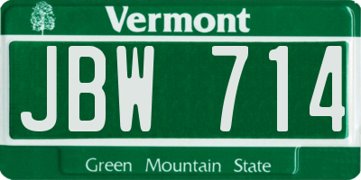 VT license plate JBW714