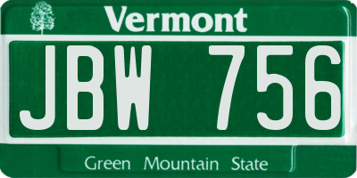 VT license plate JBW756