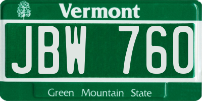 VT license plate JBW760