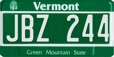 VT license plate JBZ244
