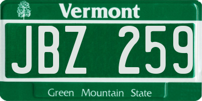 VT license plate JBZ259