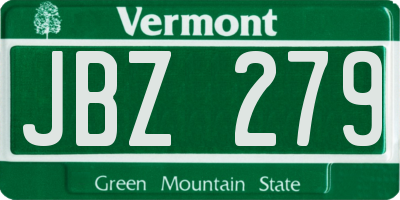 VT license plate JBZ279
