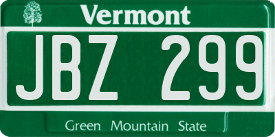 VT license plate JBZ299