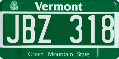 VT license plate JBZ318