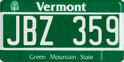 VT license plate JBZ359