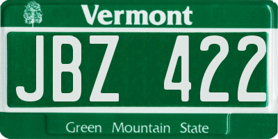 VT license plate JBZ422