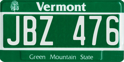 VT license plate JBZ476