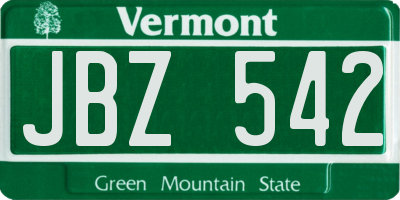 VT license plate JBZ542