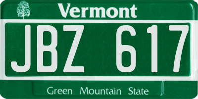 VT license plate JBZ617