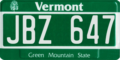 VT license plate JBZ647