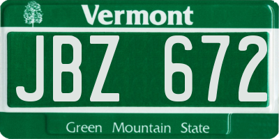 VT license plate JBZ672