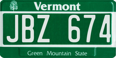 VT license plate JBZ674