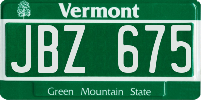 VT license plate JBZ675