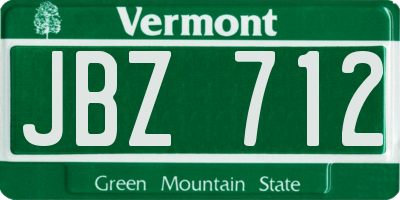 VT license plate JBZ712