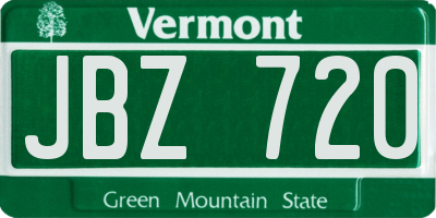 VT license plate JBZ720