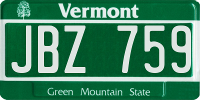 VT license plate JBZ759