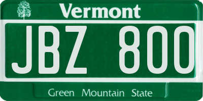 VT license plate JBZ800