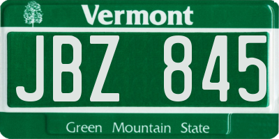 VT license plate JBZ845