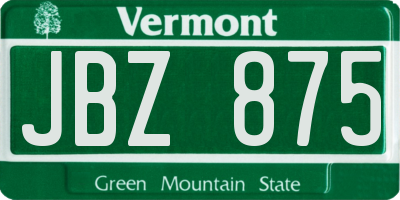 VT license plate JBZ875
