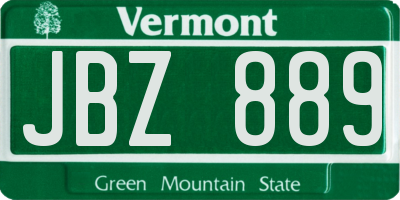 VT license plate JBZ889