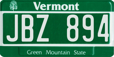 VT license plate JBZ894