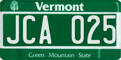 VT license plate JCA025