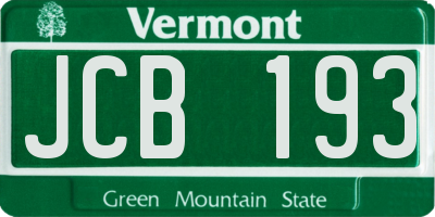 VT license plate JCB193