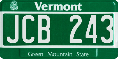 VT license plate JCB243