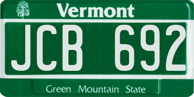 VT license plate JCB692
