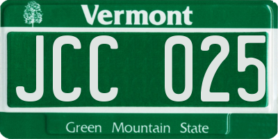 VT license plate JCC025