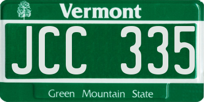 VT license plate JCC335