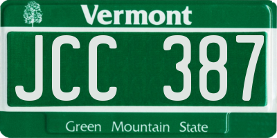 VT license plate JCC387