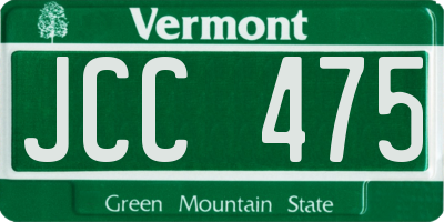 VT license plate JCC475