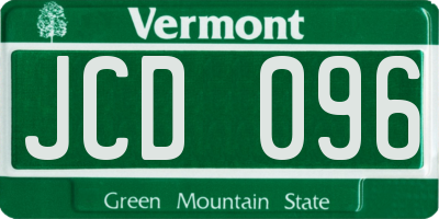 VT license plate JCD096