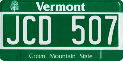 VT license plate JCD507