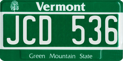 VT license plate JCD536