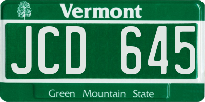 VT license plate JCD645
