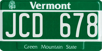 VT license plate JCD678