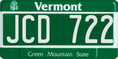 VT license plate JCD722
