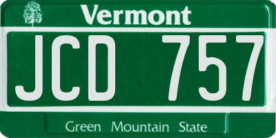 VT license plate JCD757