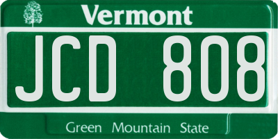 VT license plate JCD808